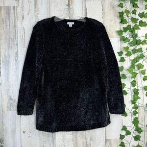 J. Jill Black Long Sleeves Chenille Winter Sweater Sz XS Petite